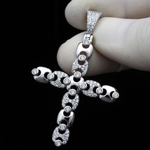 Fancy 1.50Ct Round CZ Diamond Gucci Link Cross Pendant 14K White Gold Finish - $178.19