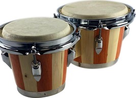 BONGOS 7 And 8 Inch SET NATURAL LIGHT WOOD DUAL DRUMS WORLD LATIN Percus... - $69.15