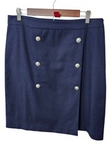 Talbots Skirt Womens Size 10 Faux Wrap Front Buttons Nautical Sailor Nav... - $29.95