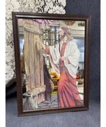 Vintage Jesus Knocking at Door Framed Mirror Catholic Christianity Item ... - $22.77