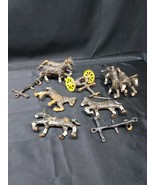 Old Vintage Cast Iron Horses For Horse Drawn Toy Toys Parts Lot - $526.30 MXN