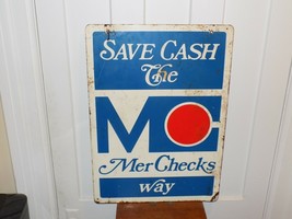 Vintage Save Cash The Merchecks Way Metal Double Sided Sign - $2,029.89 MXN