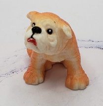 English Bulldog Brown and White Vintage 3 Inch Plastic Toy Figure - £3.88 GBP