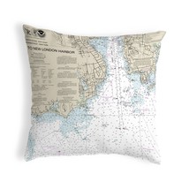 Betsy Drake New London Harbor, CT Nautical Map Noncorded Indoor Outdoor Pillow - £43.51 GBP