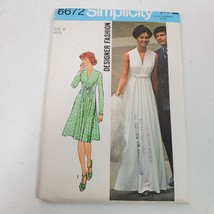 Vintage 1974 Simplicity 6672 Sewing Pattern Dress in Two Lengths Size 8 - $5.90