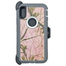 For I Phone X/Xs Heavy Duty Camo Case w/Clip PINK/PINE - $8.56