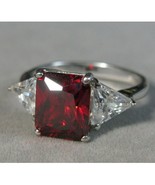 2Ct Red Ruby Simulated Diamond Vintage 3-Stone Engagement Ring Sterling ... - £87.09 GBP