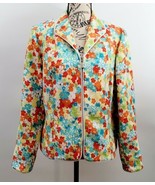 Requirements Quilted Multicolor Floral Print Zip Front Jacket Size 14  - £15.02 GBP