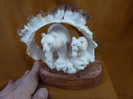 (BEAR-122) bears standing foraging of shed ANTLER figurine Bali detailed carving - $399.23