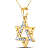 10kt Yellow Gold Womens Round Diamond Star Magen David Jewish Pendant 1/10  - £219.39 GBP