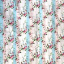 Laura Ashley Mary Ann Rose Floral Stripe Blue Pink Ruffled 2-PC Standard Shams - $58.00