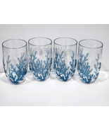 4 Coastal Nautical Beach Coral Blue Acrylic Drinking Glasses Indoor/Outdoor - £39.56 GBP