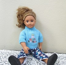 OG Our Generation Doll 18&quot; Wearing Happy Birthday Sweater - £22.99 GBP