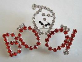 Ghost Boo Pin Brooch Halloween Rhinestones Are All Prong Set - £12.45 GBP