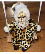 Vintage 3” Marionette porcelain head Cute cat on swing - £8.95 GBP
