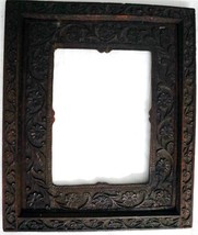 Antique Arts &amp; Crafts Heavily Carved Oak Picture Frame c1900 9&quot; x 6.5&quot; - $118.75