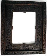 Antique Arts &amp; Crafts Heavily Carved Oak Picture Frame c1900 9&quot; x 6.5&quot; - £93.82 GBP