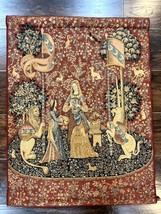 Vintage Tapestry 2x3, Lion Unicorn Flags Princess Medieval Motif - £617.99 GBP