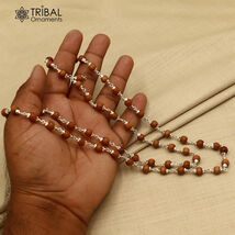 54 /108 beads 925 sterling silver chandan mala navkar jaap mala necklace... - $208.88+