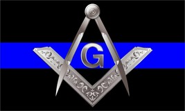 Thin Blue Line Masonic MAGNET Square &amp; Compass Reflective MAGNET Various... - £4.63 GBP+
