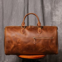 ZRCX Men&#39;s Genuine Leather Travel Bags Men&#39;s  Natural Cow Skin Overnight Bags Ha - £357.83 GBP