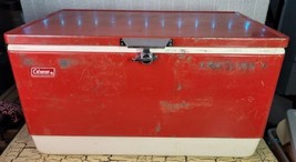 Vintage Coleman Metal Handle Ice Chest Cooler w Inserts Ice Container As Is Rare - £50.41 GBP