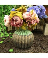 Ceramic Southwestern Contemporary Golden Barrel Cactus Floral Vase Decor... - £28.03 GBP