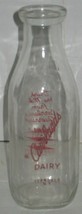Vtg Carrlands Dairy Ferndale Sullivan County NY 1-Qt Glass Milk Bottle Red Logo - £15.03 GBP