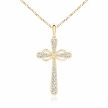 ANGARA Diamond Cross and Sideways Pendant Necklace in 14K Gold (GVS2, 0.17 Ctw) - £684.84 GBP