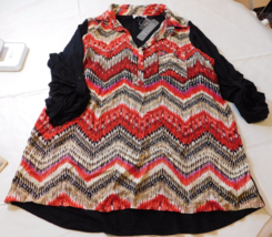 Joseph A. 3/4 Sleeve Shirt Womens Size M medium Inca Print black red off wht NWT - £16.16 GBP