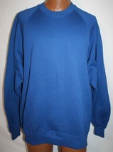 Vintage 80s Jerzees Blank 50/50 Blue Crew Neck Raglan Sweatshirt 2XL Made In Usa - £19.46 GBP