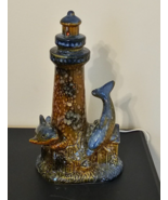 Dolphin and Lighthouse Pottery Lamp Nightlight Night Light with Lightcord - £27.54 GBP