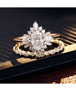 Oval Cut Moissanite Diamond Floral Wedding Ring 925 Silver Eternity Wedd... - $439.53 CAD