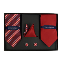 Striped &amp; Solid Tie with Matching Hanky &amp; Cufflinks - £14.18 GBP