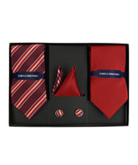 Striped &amp; Solid Tie with Matching Hanky &amp; Cufflinks - £14.00 GBP