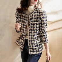 Ll elegant weave plaid women blazer causal tweed coat office ladies suit jacket outwear thumb200