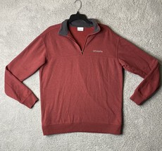 Columbia Sweater Pullover Fleece Maroon Red Mens Large 1/4 Zip - $13.17