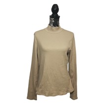 Maeve Anthropologie Ribbed Mock Neck Collar Long Sleeve Shirt Top Beige ... - £19.02 GBP