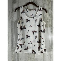 Loft Womens Sleeveless Blouse Tank Shell Size XS Petite White Butterflies Peplum - £15.38 GBP