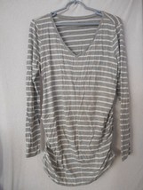 Maternity Motherhood Sz L t-shirt Ruched sides gold polka dot Grey white... - $223.43 MXN