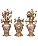 Napoleon III Antique French Mantel Clock Set 3Pieces imari Porcelain Bro... - $1,800.00