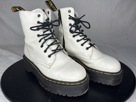 Dr. Doc Martens Jadon Combat Boots Women&#39;s 8 White Leather Lace Up Men&#39;s 7 - $45.00