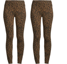 2 Soft Knit Stretch Comfort Jeggings Size XS 02 Leopard Tan Black NEW - £8.31 GBP
