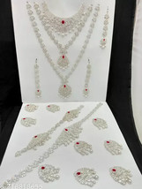 Kundan AD Bridal Stone Ethnic Wedding Jewelry Set Choker Earrings Combo Harem - £59.16 GBP