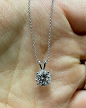 0.75Ct Labo Synthétique Moissanite Solitaire Pendentif 18 &quot; Collier 925 ... - $51.45