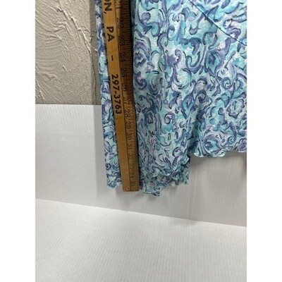 J Jill Floral Skirt Aqua Purple White Ruffle Large Lined Ballet Cottage Size L Item image 5