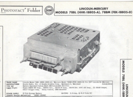1957 LINCOLN-MERCURY 78BL 78BM RADIO Photofact MANUAL Bendix HHK-18805-A... - £7.72 GBP