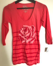 Rose Floral print coral color 3/4 sleeve women’s Juniors shirt Fifth Sun - £6.18 GBP