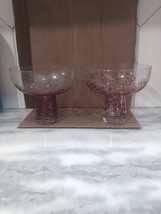 Pier 1 Mouth Blown Clear Glass Red Splatter Margarita Glasses, Cocktail Glasses - £15.56 GBP