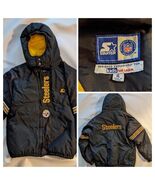 Vtg Pittsburgh Steelers Starter NFL Pro Ligne Puffy Veste Pied Casier En... - $1,208.96 MXN